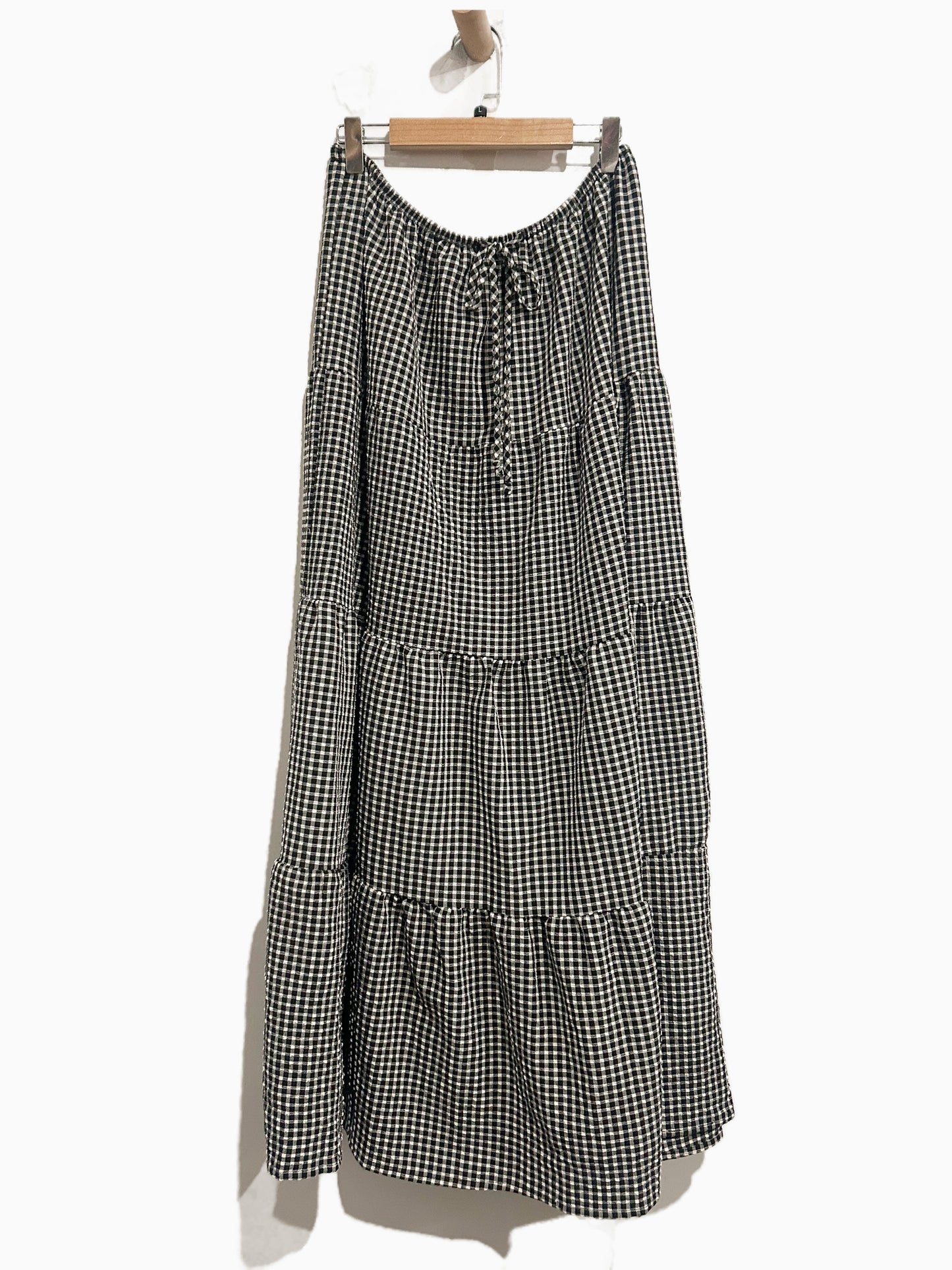 Sienna Sky Black and White Gingham Maxi Skirt - Large