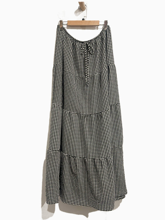 Sienna Sky Black and White Gingham Maxi Skirt - Large