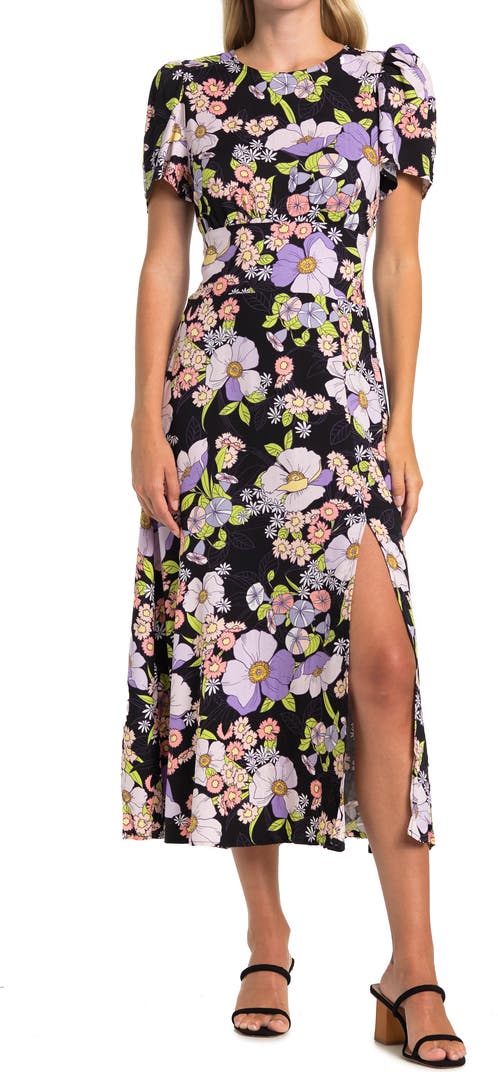 AFRM Jamie Print Open Back Short Sleeve Dress - Small