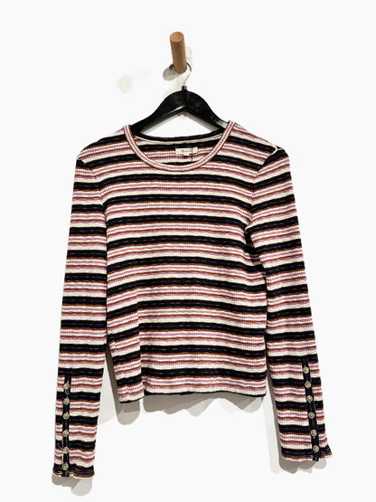Madewell Button-Sleeve Tee in Elsie Stripe - Medium
