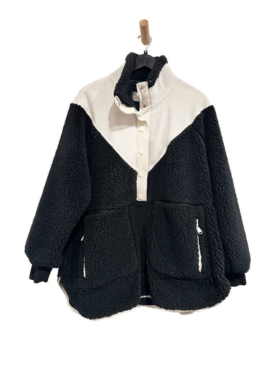 Free People Movement Fall To Rise Fleece Quarter Snap in Black Combo - Medium