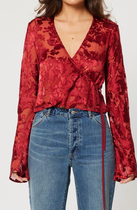 Rolla’s Red Floral Wrap Blouse - 10/M