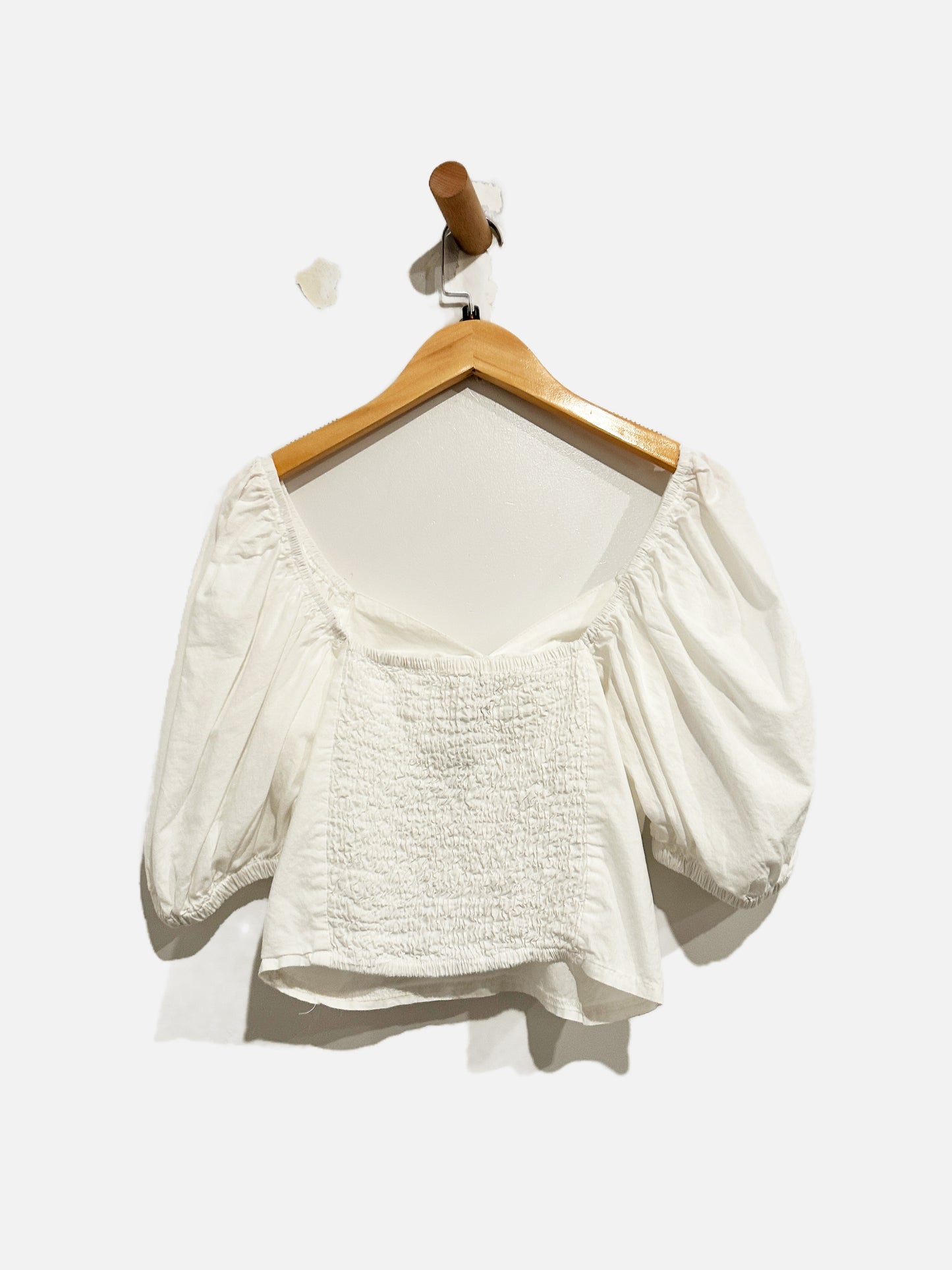 Sim & Sam White Poplin Keyhole Top - Small