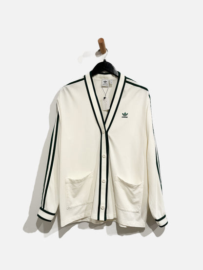 Adidas White and Green Cardigan - Small