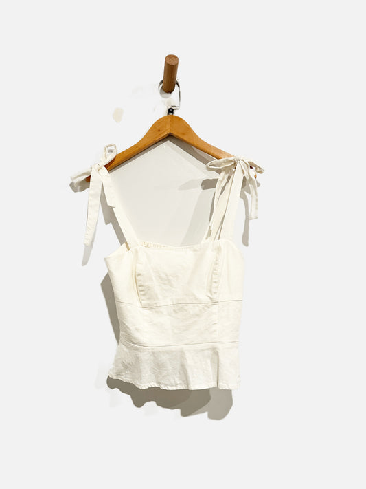 Gianni Bini Cream Linen Peplum Tank - 2/Small