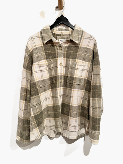 American Eagle Green/White Plaid Shacket - Large