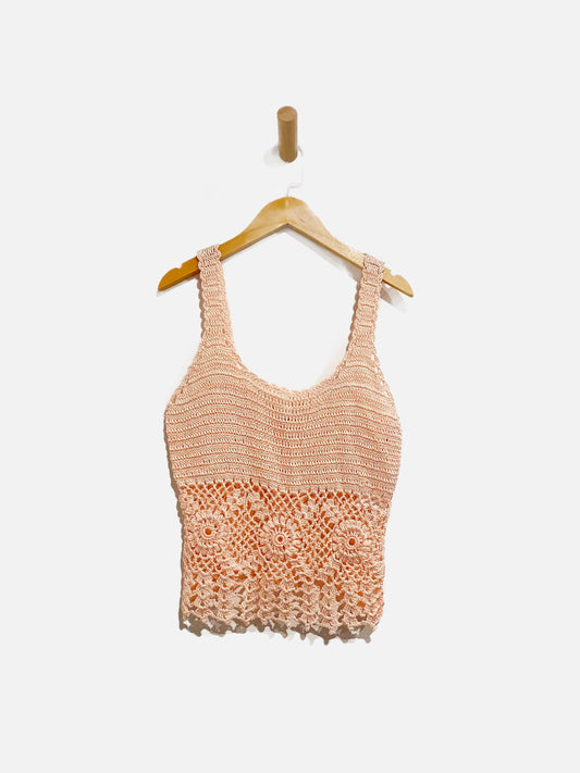 Vintage Pink Crochet Tank