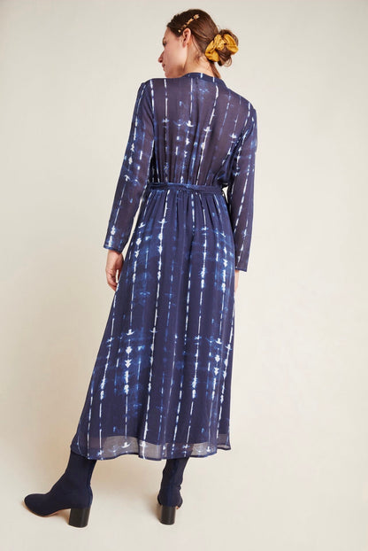 Cloth & Stone Bita Tie-Dyed Shirtdress in Blue - XS