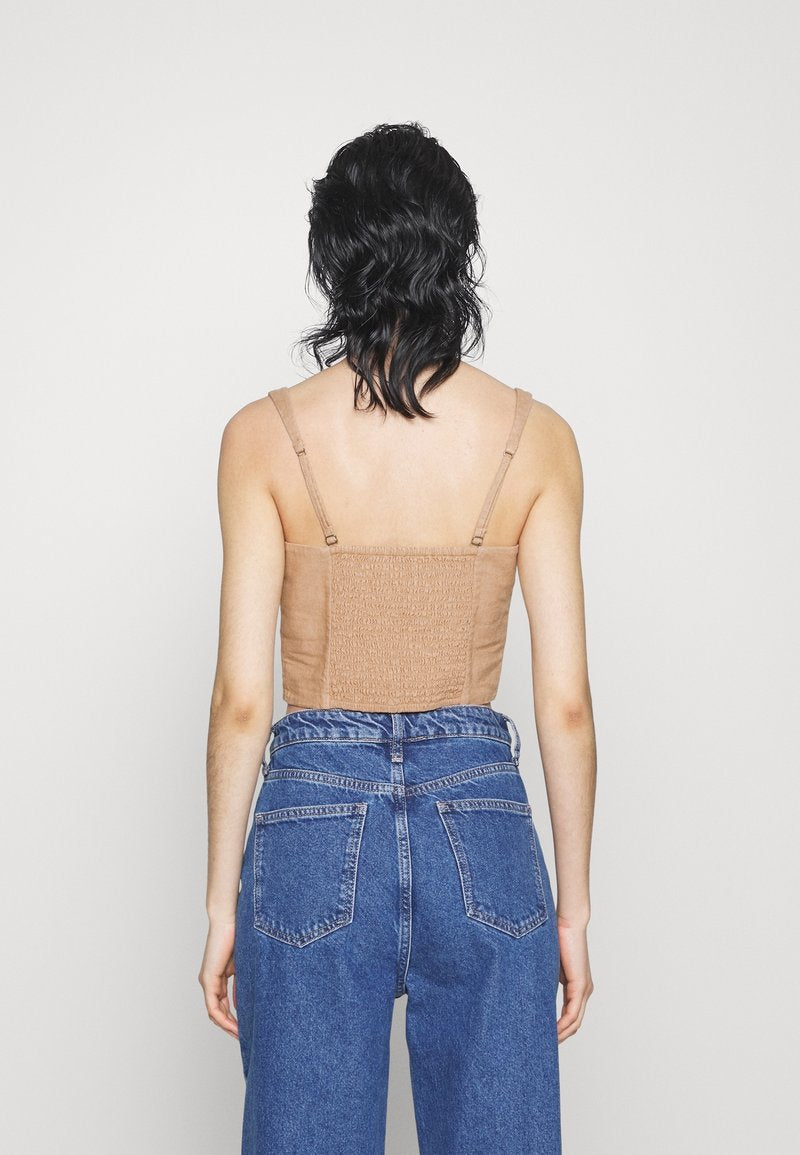 Abercrombie & Fitch Brown Linen Crop Tank - Small