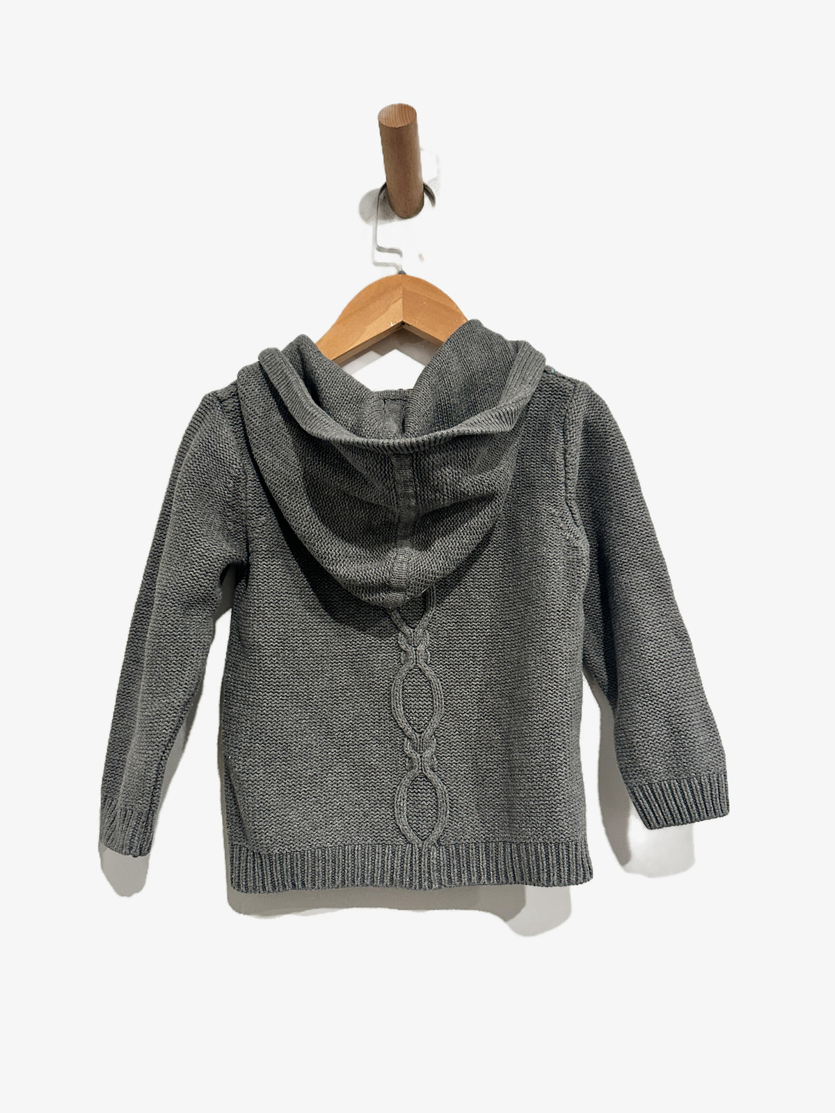 Hanna Andersson Girls Grey Cableknit Hoodie - 90/2T