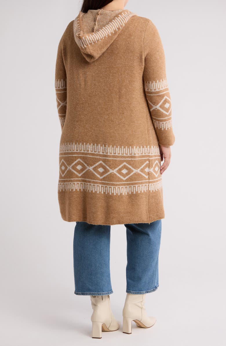 Joseph A NWT Aztec Print Brown and White Hooded Cardigan - Small