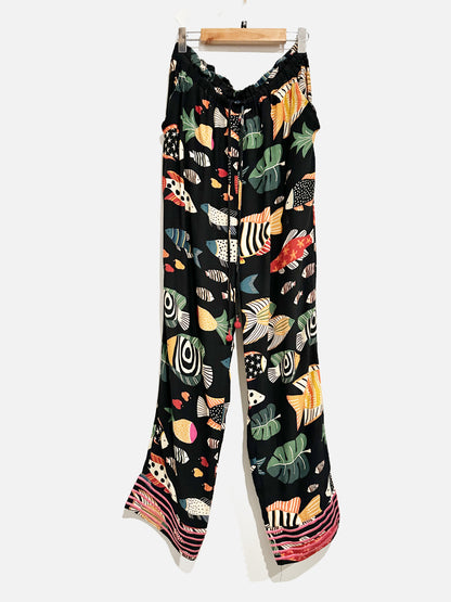 Farm Rio Black Fish Pants - Medium