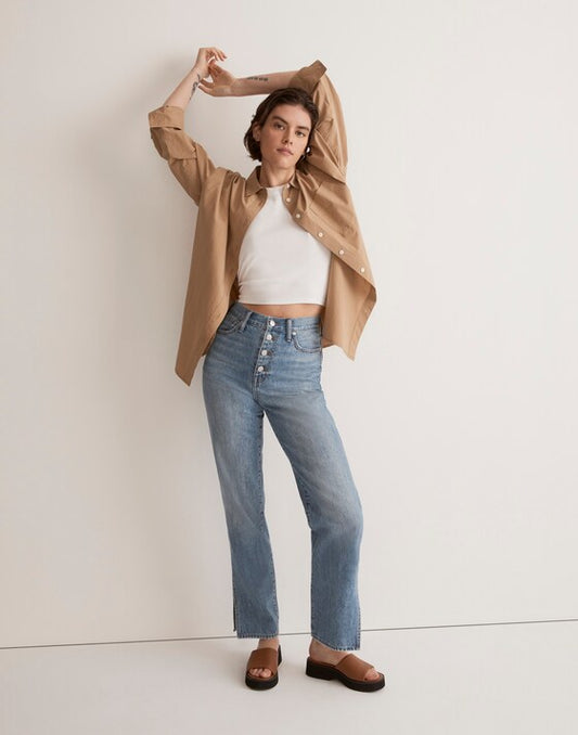 Madewell The Perfect Vintage Straight Jean in Deforst Wash: Side-Slit Edition - 26