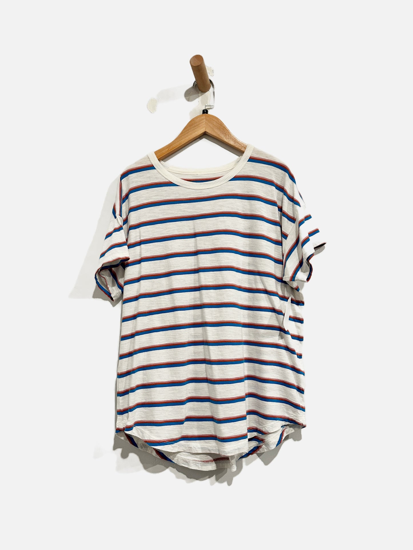 Madewell White Stripe SS Top - Large