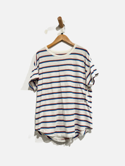 Madewell White Stripe SS Top - Large