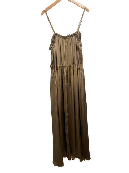 Zara Green Satin Ruffle Midi Dress - Medium
