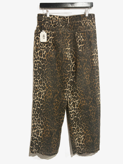 Edikted Leopard Printed Low Rise Baggy Jeans - Medium