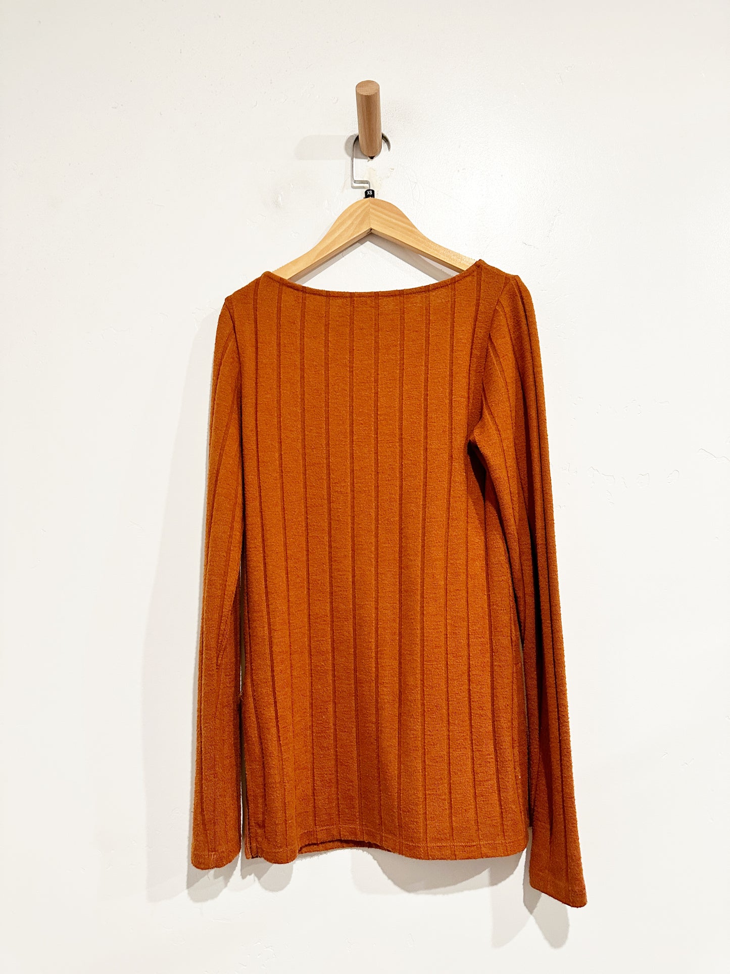 Anthropologie Brown Ribbed LS Top - XS