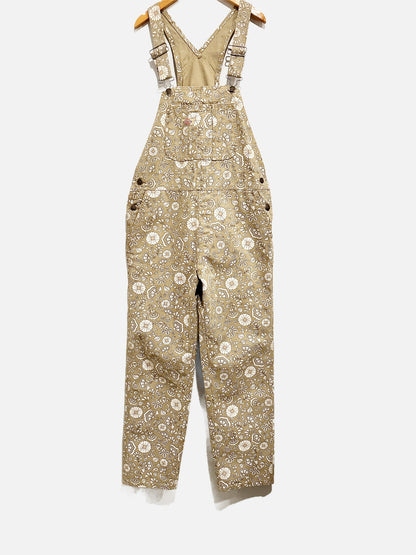 Dickies Tan and White Floral Overalls - Small