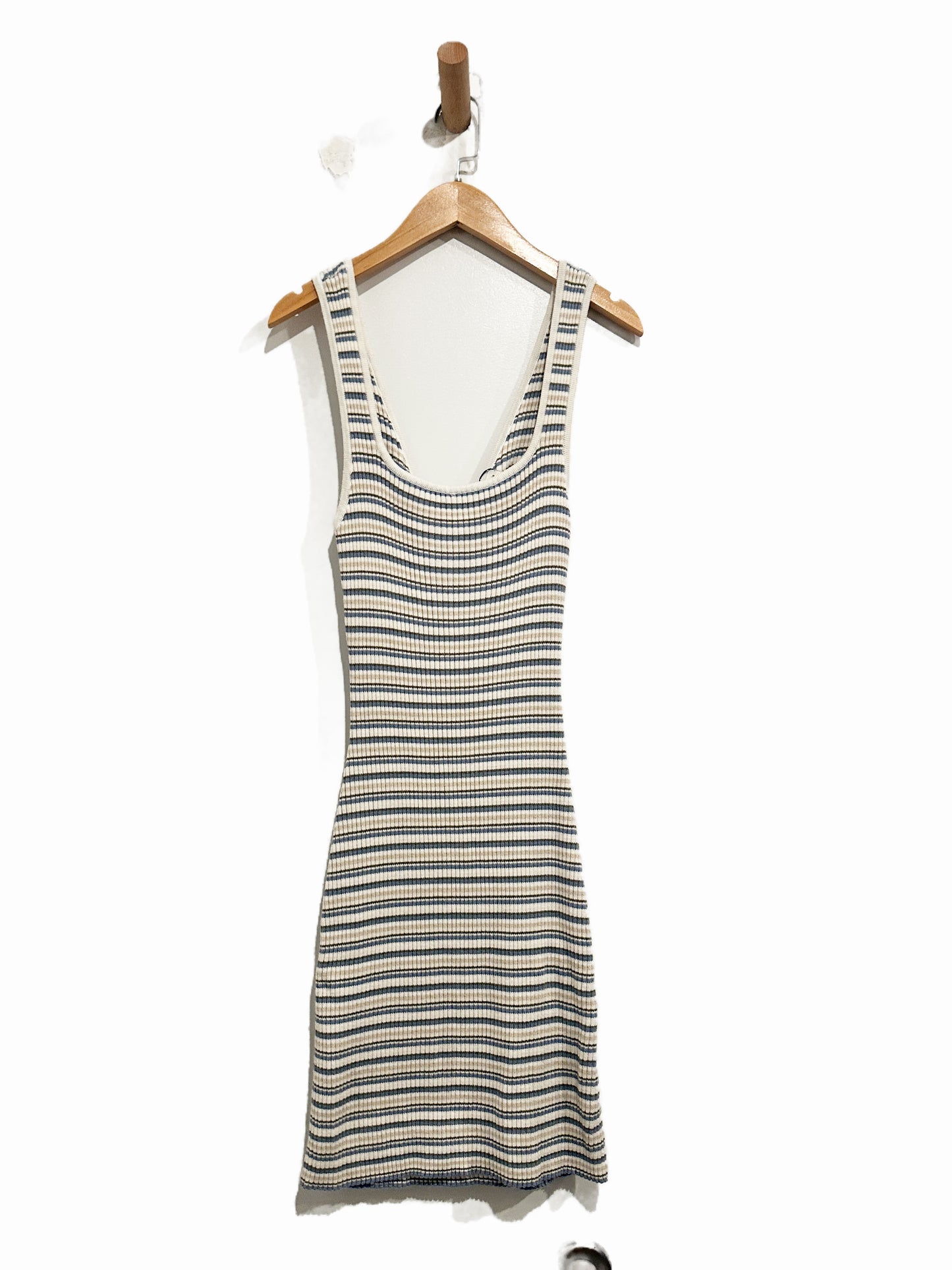 Abercrombie & Fitch Blue/Green/White Ribbed ReversibleMini Dress - Small