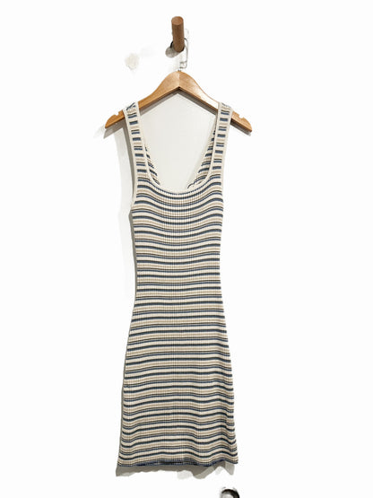 Abercrombie & Fitch Blue/Green/White Ribbed ReversibleMini Dress - Small