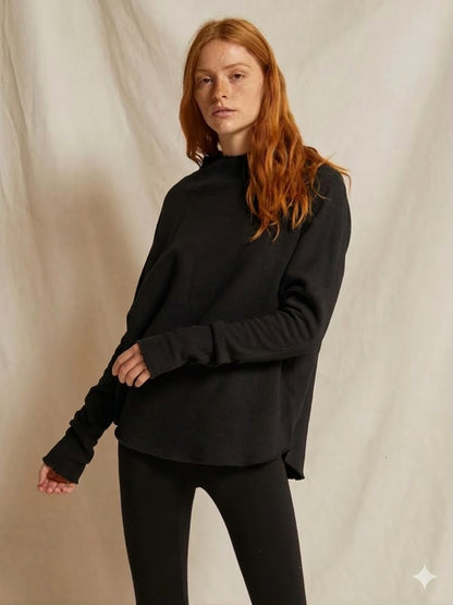 Perfect White Tee NWT Morrison Mock Neck Fleece in True Black - Small