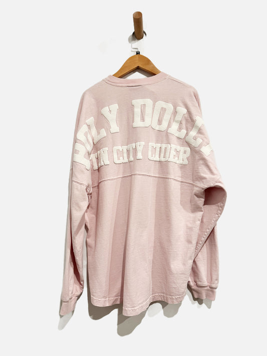 Poly Dolly Tin City Cider Pink Oversized Crewneck Long Sleeve Pullover Shirt - Small