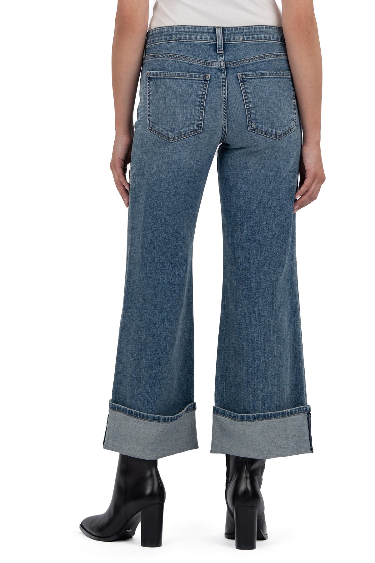 Kut Meg Cuffed Mid-Rise Wide Leg Jeans - 0