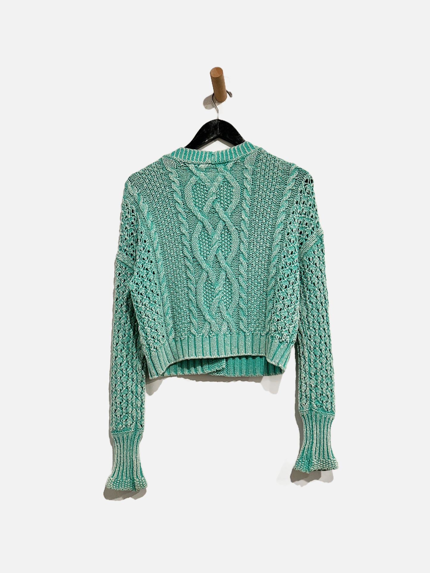 Anthropologie Pilcro Green Cable Knit Sweater - XS