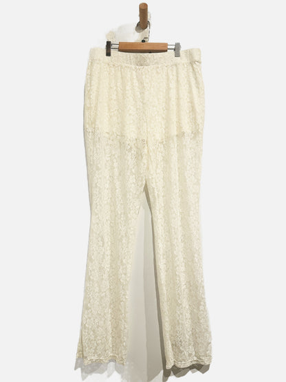 NWT Cream Lace Elastic Waistband Pants  - Large