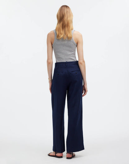Madewell The Harlow Wide-Leg Linen Pant in Deep Indigo - 4
