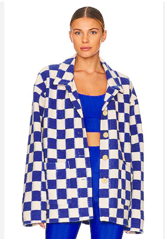 Beach Riot NWT Blue and White Checkered Skye Jacket - Small