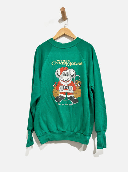 1987 Vintage Signal Merry Chrismouse Green Crewneck Medium
