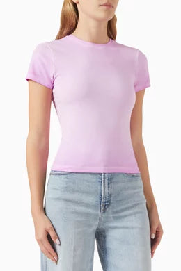Good American Pink Super Stretch Baby Tee - XS