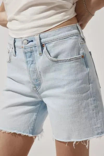 Levi's 501 Mid Thigh Shorts - 24 Light Wash