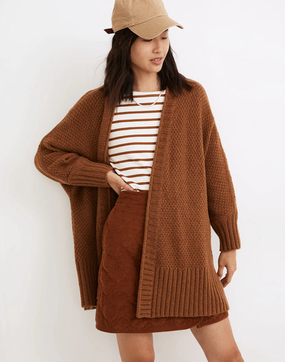 Madewell Whitley Open Cardigan Sweater in Heather Cumin - XS