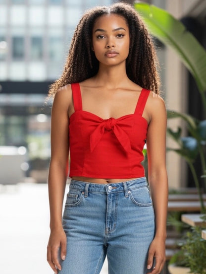Sienna Sky Red Tie Front Tank Top - Small