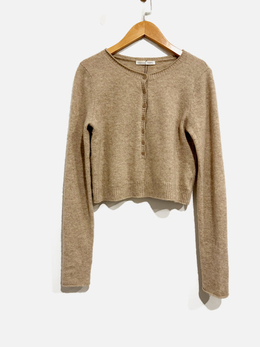 Reformation Brown Cashmere Blend LS Crop Sweater - Medium