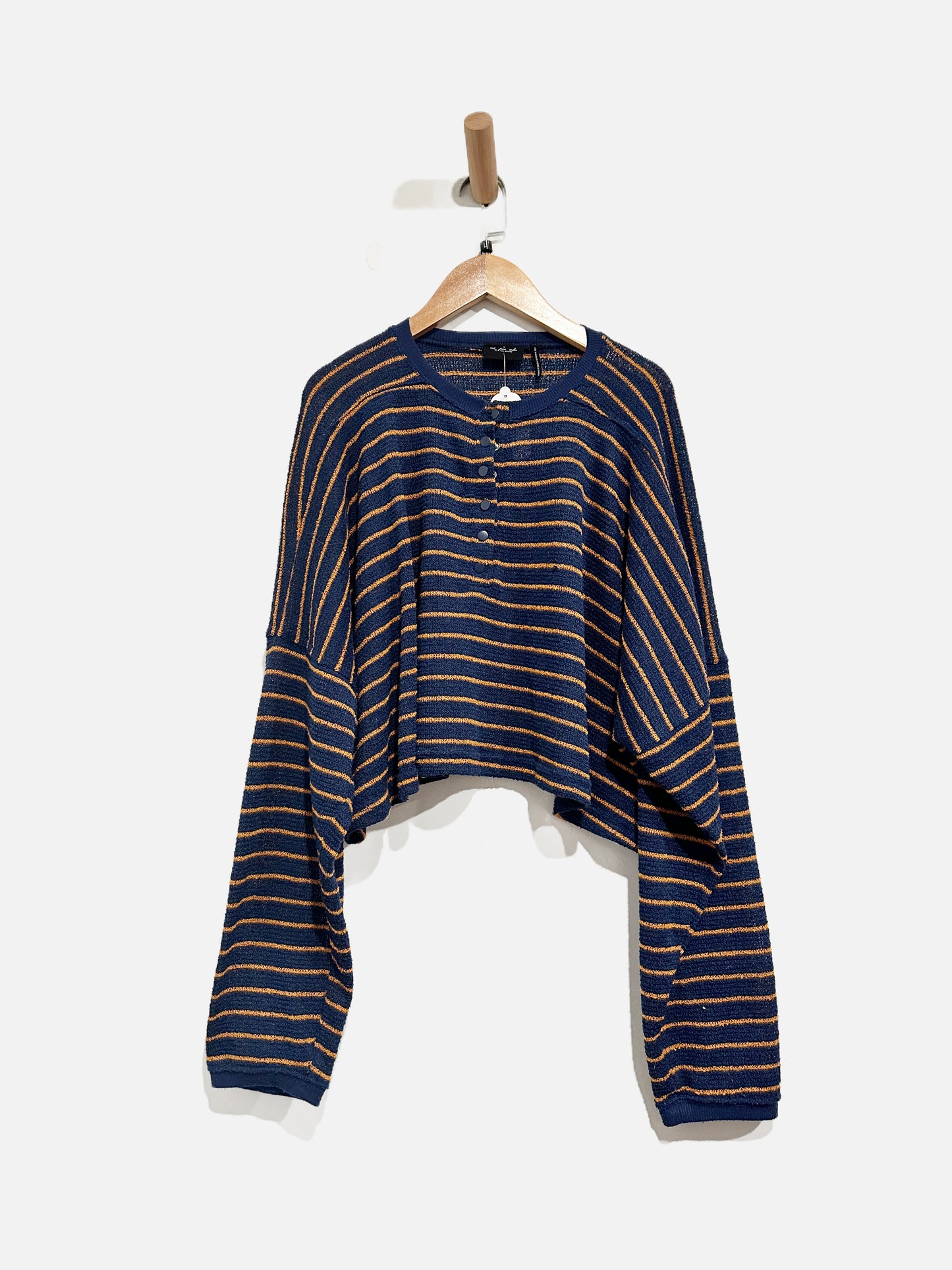 UO Out From Under Blue & Yellow Striped Crop Top - Large