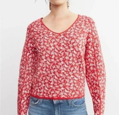 Anthropologie Red and White Sweater- XS