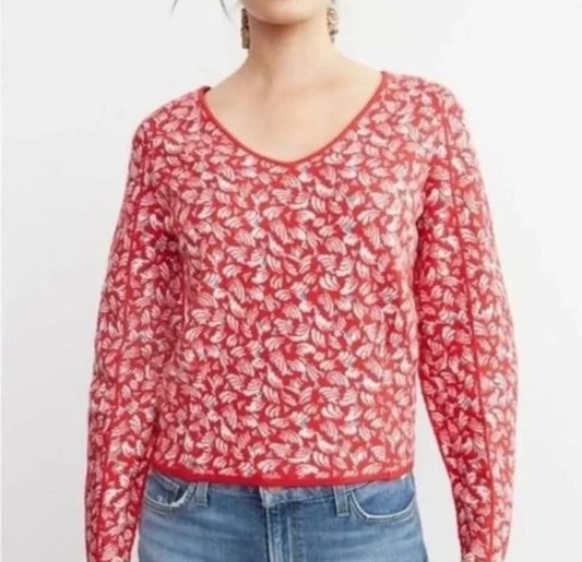 Anthropologie Red and White Sweater- XS