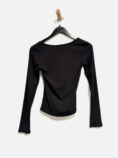 Athleta Black Signature Rib Square Neck Top - XS