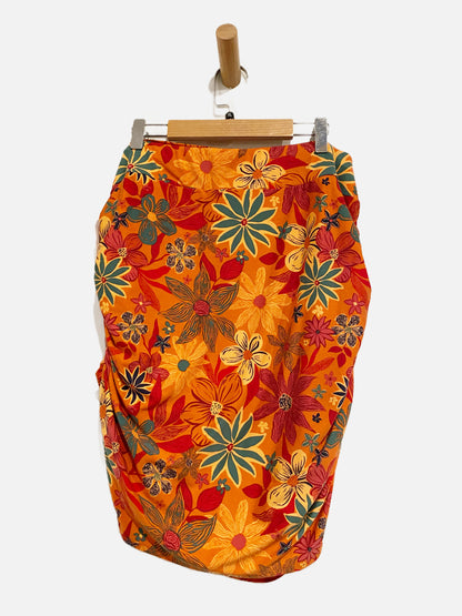 Free People She’s Something Else Orange Floral Knit Mini Skirt - XL