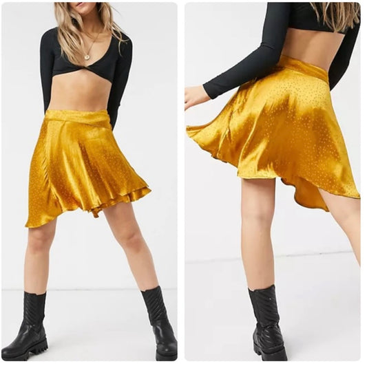 Free People NWT Starstruck Gold Mini Skirt - 6