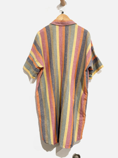 Madewell Rainbow Stripe Button Down Shirt Dress - Medium