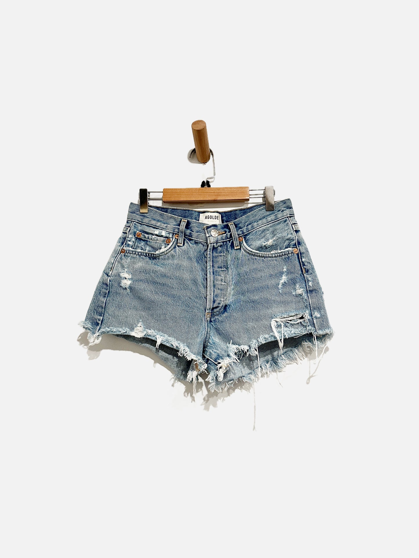 Agolde Parker Denim Cut Off Shorts - 24