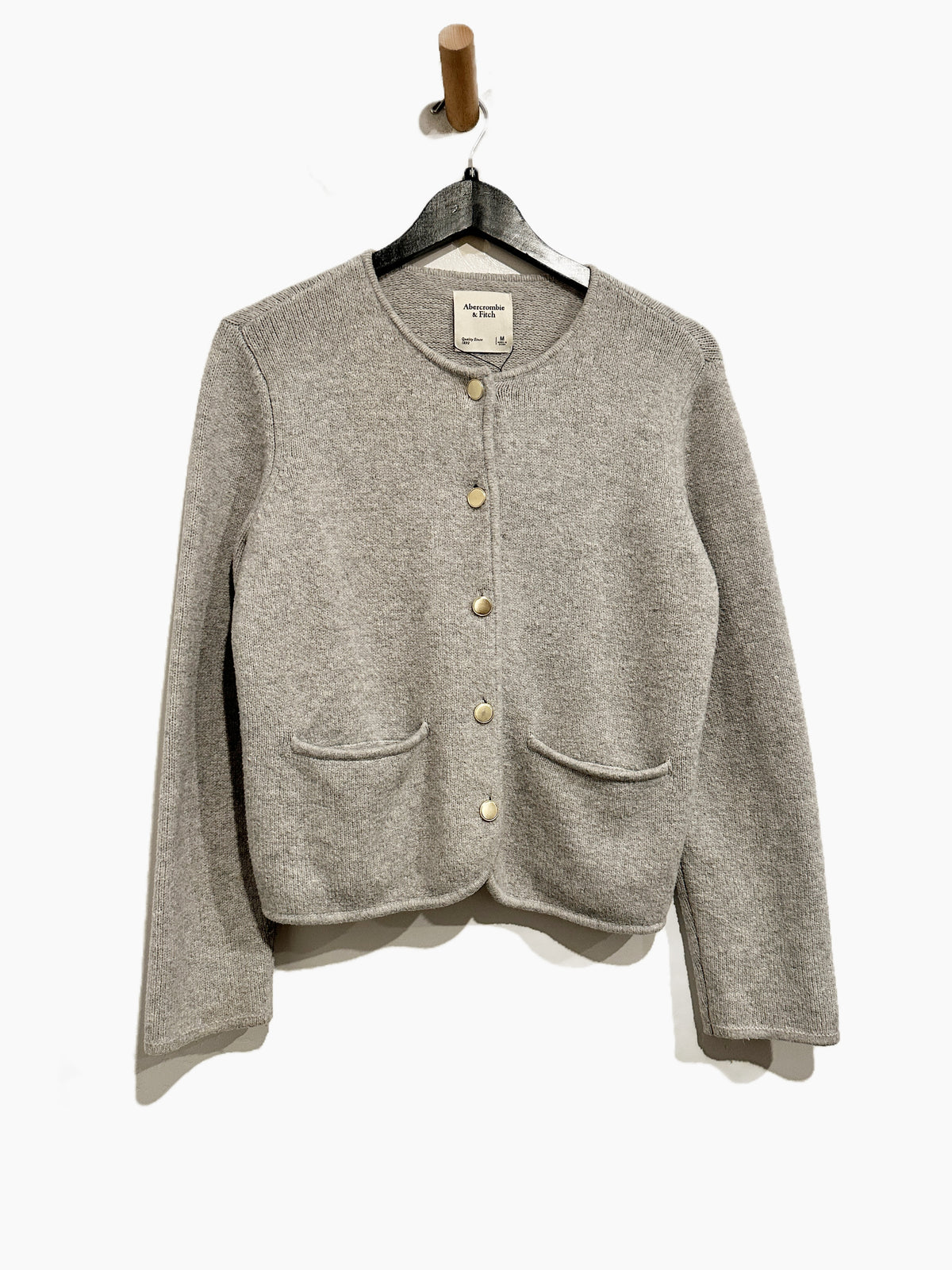 Abercrombie & Fitch LuxeLoft Crew Sweater Jacket in Gray - Medium