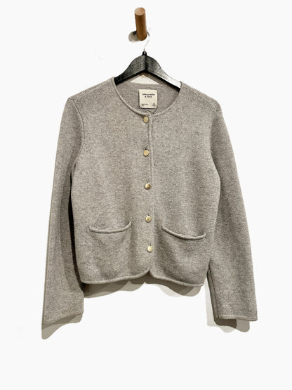 Abercrombie & Fitch LuxeLoft Crew Sweater Jacket in Gray - Medium