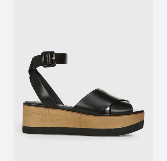 Veronica Beard Wynie Black Leather Platform Sandals -8