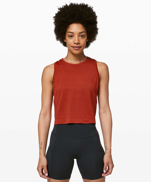 Lululemon Breeze By Muscle Crop Tank in Cayenne - Small